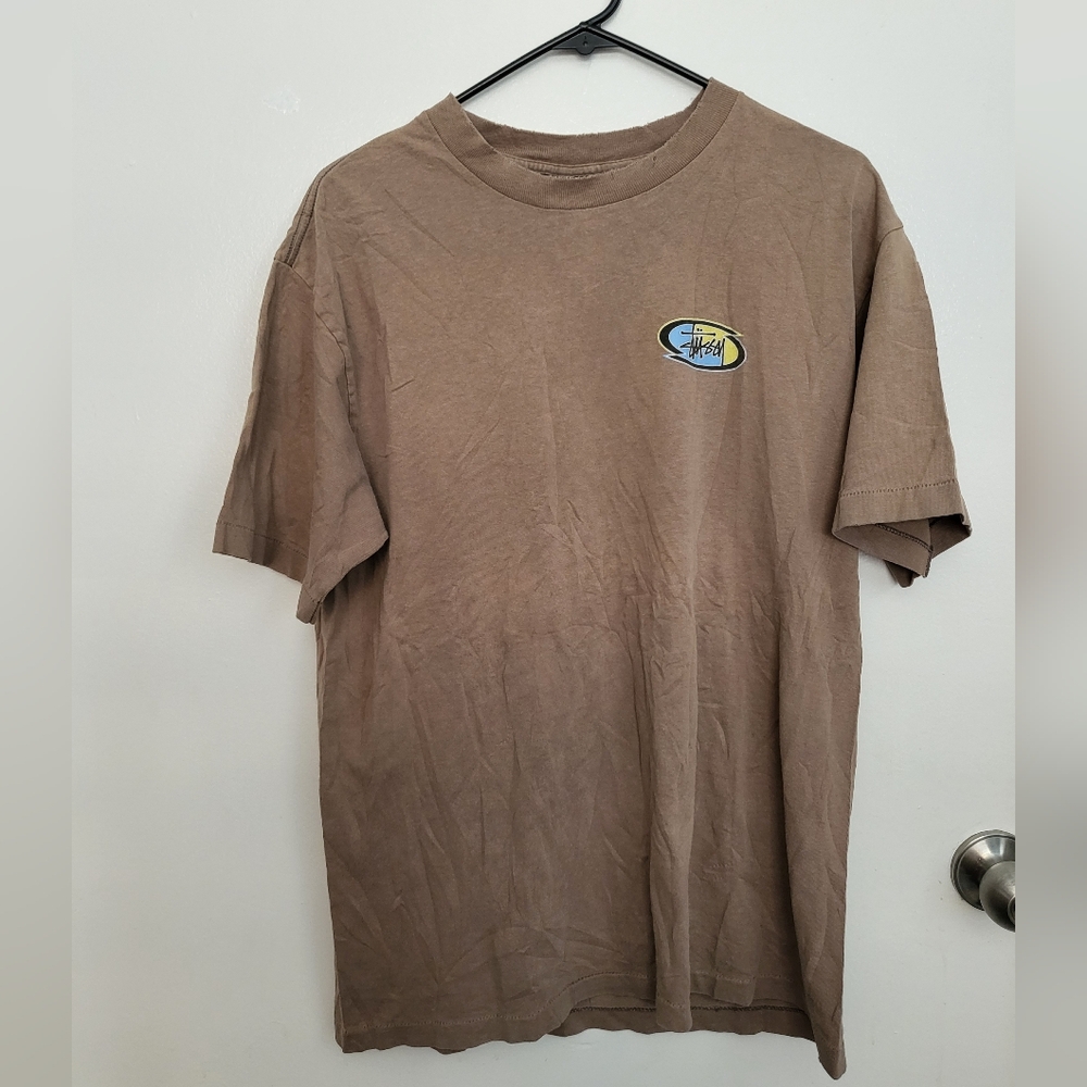 Stussy Brown Short Sleeve Tee with Logo